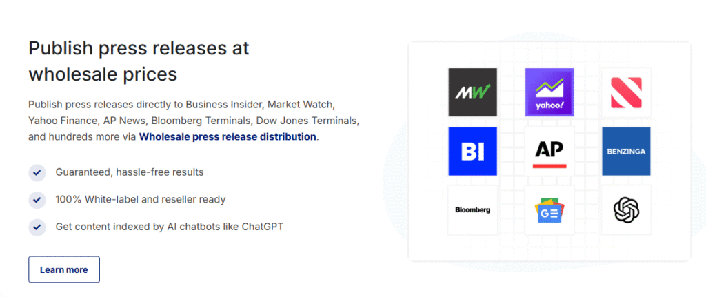 Publish press releases at
wholesale prices
